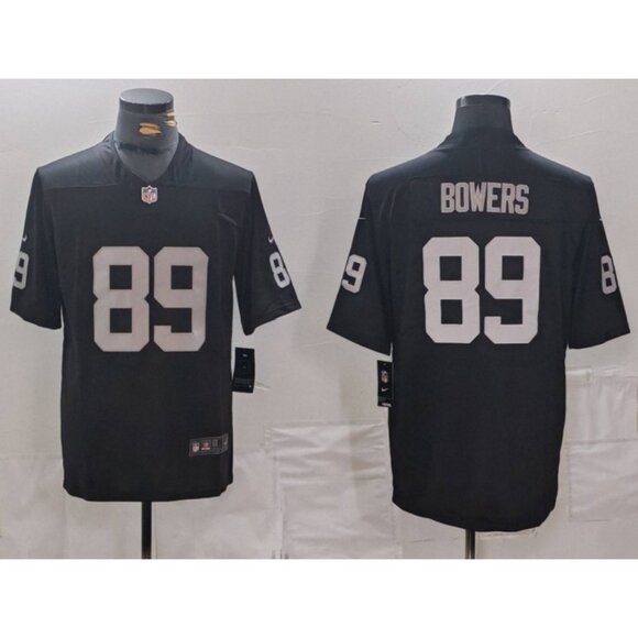 Mens Youths Kids Womens 89 Brock Bowers Black Vapor Stitched Jersey - Picture 2 of 2